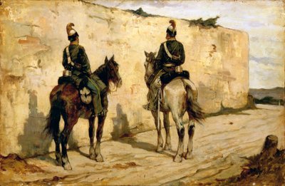 Italien, Biella, målning av lätta kavallerier av Giovanni Fattori