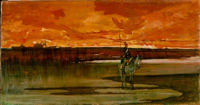 Väktare på en flod Väktaren på floden. Målning av Giovanni Fattori (1825-1908) 1885-1890 sön 27x57 cm Florens, Galleria d