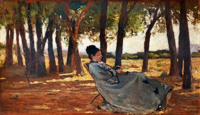 Madam Martelli Castiglioncello, circa 1867, saunia e Giovanni Fattori (1825-1908), suauu i luga ole laulau, 20x33 cmswed av Giovanni Fattori