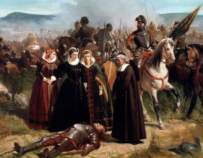 Mary Queen of Scots, vid slaget vid Langside, utkämpade den 13 maj 1568. detalj - Målning av Giovanni Fattori