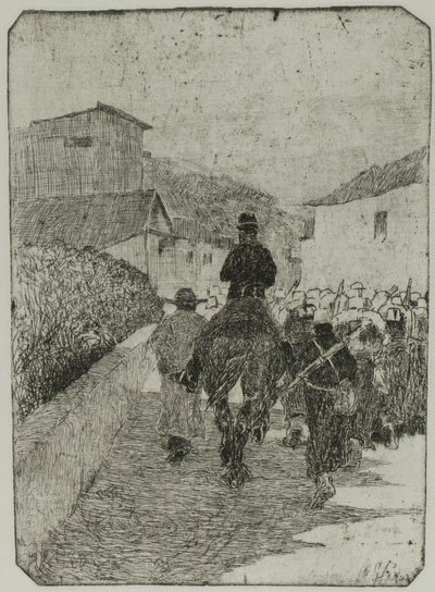 Militär strandpromenad av Giovanni Fattori