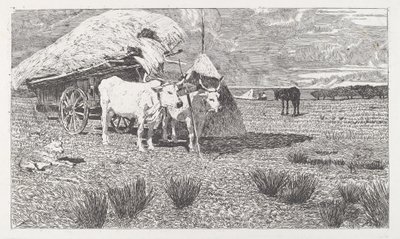 Oxar okade till vagnen (Maremma) av Giovanni Fattori