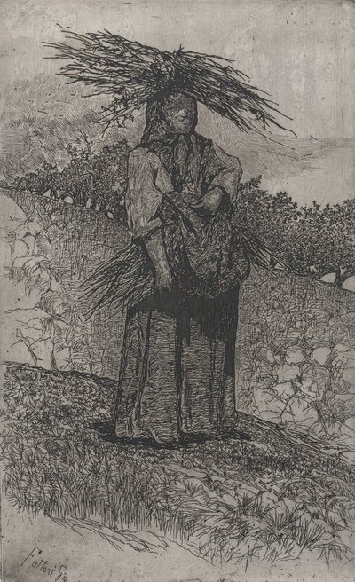 Bondekvinna samlar käppar, 1884-1908. av Giovanni Fattori