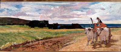 Plog och oxar - Målning av Giovanni Fattori
