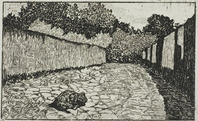 Liten gata i utkanten av Florens med valp av Giovanni Fattori
