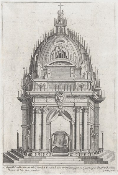 Design av katafalken för Francesco Piccolomini, 1607. av Giovanni Florimi