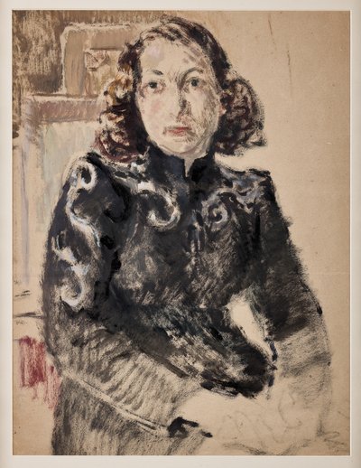 Girl in Black (olja på papper) av Giovanni Forghieri