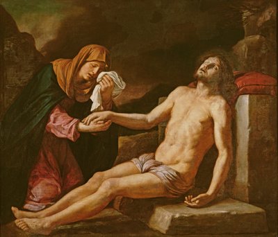 Jesus sörjdes av jungfrun av Giovanni Francesco Barbieri