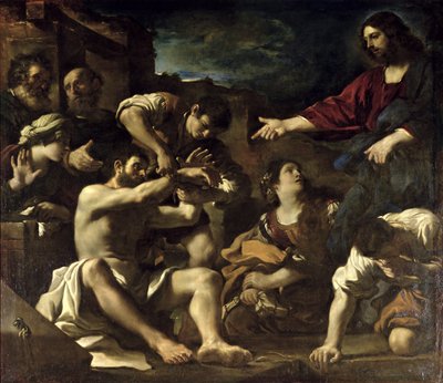 Lazarus uppståndelse, ca 1619 av Giovanni Francesco Barbieri