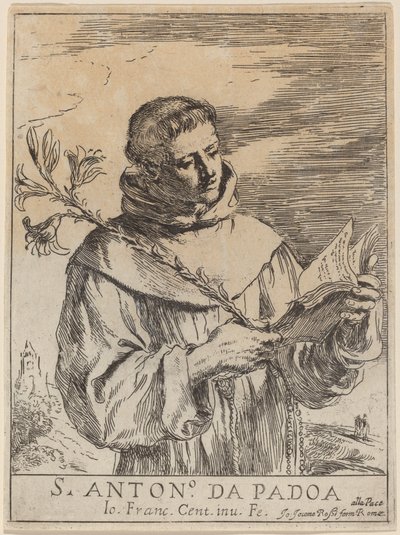 Sankt Antonius av Padua av Giovanni Francesco Barbieri, called Guercino
