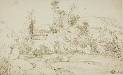 Grove of Trees med kullar på avstånd av Giovanni Francesco Grimaldi