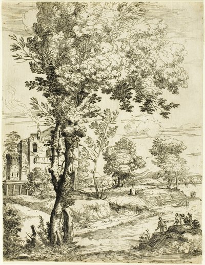 Landskap med ett hus av Giovanni Francesco Grimaldi