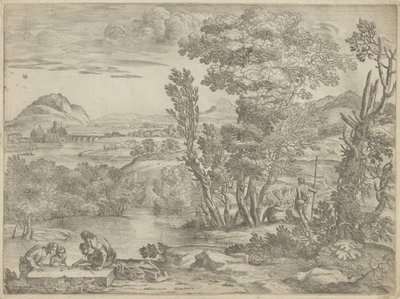 Landskap med fyra tärningar av Giovanni Francesco Grimaldi