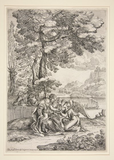 Vila på flykten till Egypten av Giovanni Francesco Grimaldi