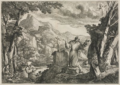 St Francis av Assisi tar emot Stigmata. av Giovanni Francesco Grimaldi