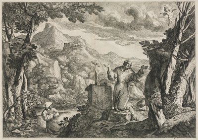St Francis av Assisi tar emot Stigmata av Giovanni Francesco Grimaldi