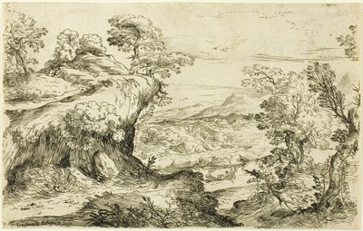 Två män på en bergstopp av Giovanni Francesco Grimaldi