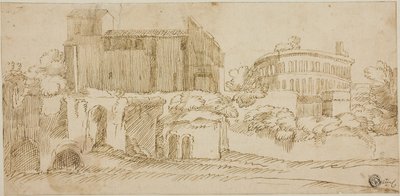 Utsikt över kyrkan och ruinerna av Giovanni Francesco Grimaldi