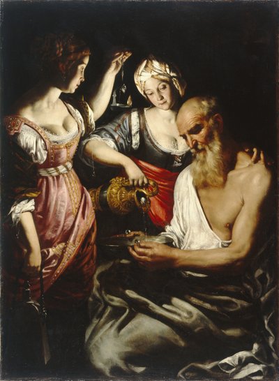 Lot och hans döttrar av Giovanni Francesco Guerrieri