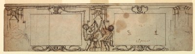Ritning, Projekt för snidad panel, 1650 av Giovanni Francesco Romanelli