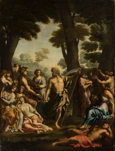Saturnus och muserna av Giovanni Francesco Romanelli