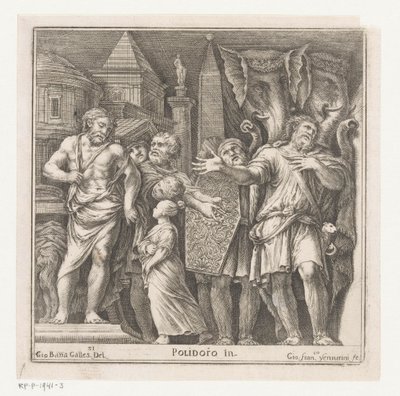 Grupp av figurer och två elefanter i en stad av Giovanni Francesco Venturini