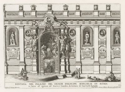 Nymfaeum på plats på Palazzo Borghese i Rom Fontän i palatset Signor precipe Borghese i Rom (...) (titel på objektet) Fontänerna i Roms palats och trädgårdar (serietitel) Fonteinen in de paleizen en tuinen van Rome (serie av Giovanni Francesco Venturini