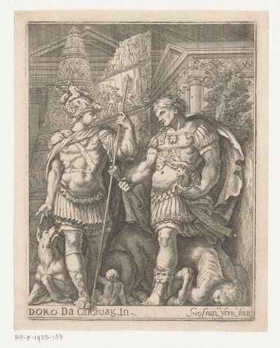 Två soldater i en stad av Giovanni Francesco Venturini