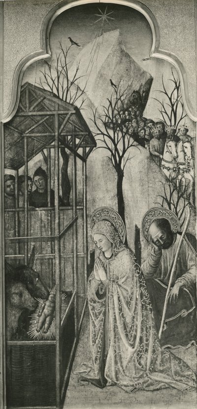 Cycle of the Life of the Virgin, Nativity, c.1445 (olja på poppelpanel) av Giovanni Francesco da Rimini