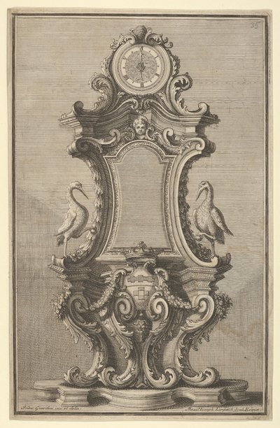 Design för en klocka, från Disegni Diversi, 1714 eller 1750. av Giovanni Giardini