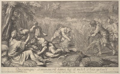 Skördare av spannmål, 1704. av Giovanni Girolamo Frezza