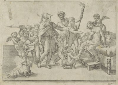 Alexanders och Roxanas bröllop av Giovanni Jacopo Caraglio (attributed to)