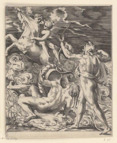 Herkules dödar kentauren Nessus Scener med Hercules (serietitel) av Giovanni Jacopo Caraglio