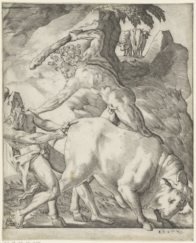 Hercules slåss med Cacus Scener med Hercules (serietitel) av Giovanni Jacopo Caraglio