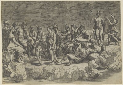 Samling av gudar på Olympen av Giovanni Jacopo Caraglio