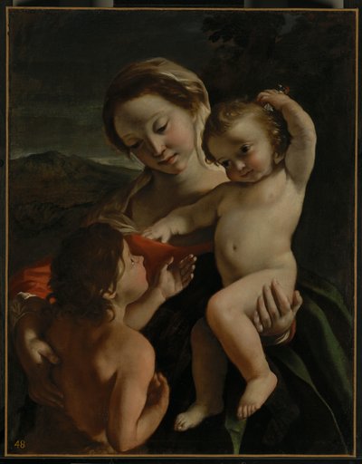 Madonna med barnet och barnet Johannes Döparen av Giovanni Lanfranco