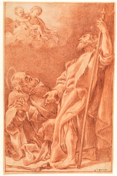 Madonnan med barnet och helgonen Antonius abbot och Jakob den äldre av Giovanni Lanfranco