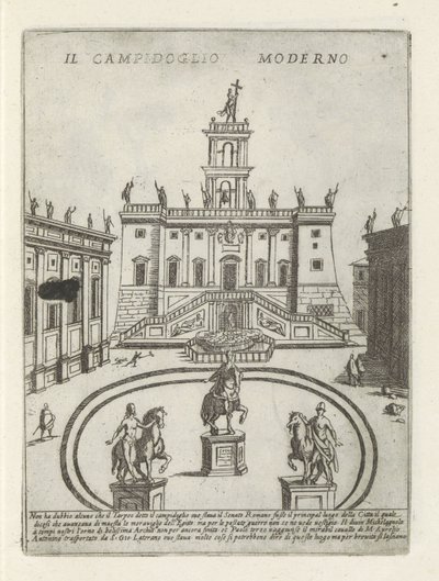 Capitool i Rom The modern Capitol (titel på objekt) Moderna och antika monumenten och byggnadsverk i Rom (serietitel) Utsmyckningar av antika och moderna byggnader i Alma-staden Rom (serietitel) av Giovanni Maggi