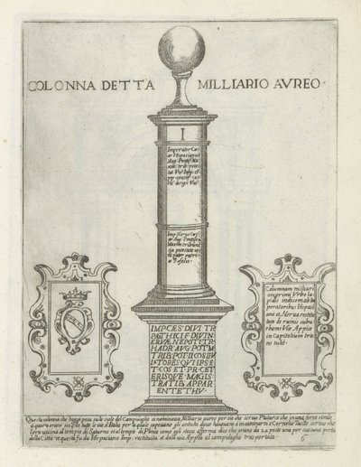Om Golden Mile Kolumn kallad Golden Mile (titel på objekt) Moderna och antika monument och byggnadsverk i Rom (serietitel) Ornamenti di fabriche antichi et moderni dell