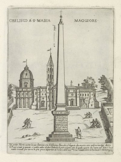 Obelisk för de Santa Maria Maggiore Obelisk i S. Maria Maggiore (titel på objekt) Moderna och antika monumenten och byggnadsverk i Rom (serietitel) Utsmyckningar av antika och moderna byggnader i Alma-staden Rom (serietitel) av Giovanni Maggi