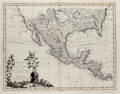 Mexiko eller Nya Spanien som innehåller New Mexico, Kalifornien med en del av angränsande länder, från Tome IV i New Atlas, graverad av G. Zuliani, 1785 av Giovanni Marco Pitteri