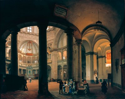 Utsikt från det inre av Basilica of St. Lawrence Målning av Giovanni Migliara (1785-1837). 1835. Milano, Milanos museum av Giovanni Migliara