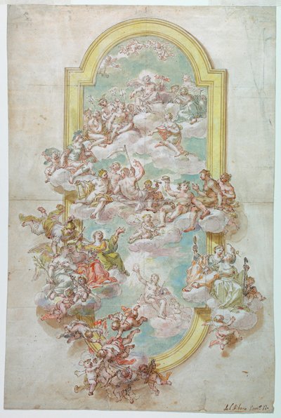 Teckning, Tak med Jupiter, juni, 1718-30 av Giovanni Odazzi