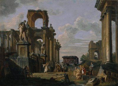 Antik arkitektur och skulptur Capriccio. av Giovanni Paolo Panini