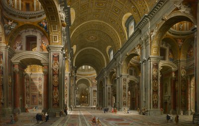 Interiör av Peterskyrkan, Rom av Giovanni Paolo Panini