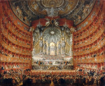 Musikalisk fest som hölls av kardinal de La Rochefoucauld i Teatro Argentina i Rom 1747 av Giovanni Paolo Pannini