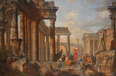 Romerska ruiner med en predikant av Giovanni Paolo Panini