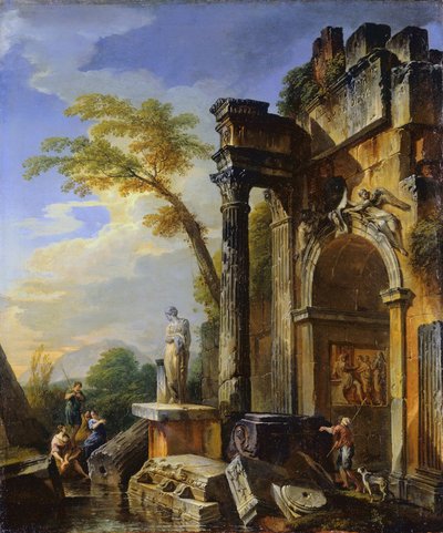 Ruinerna av en triumfbåge i den romerska Campagna av Giovanni Paolo Panini