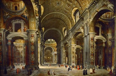 Kardinal Melchior de Polignac besöker basilikan Sankt Peter i Rom av Giovanni Paolo Pannini