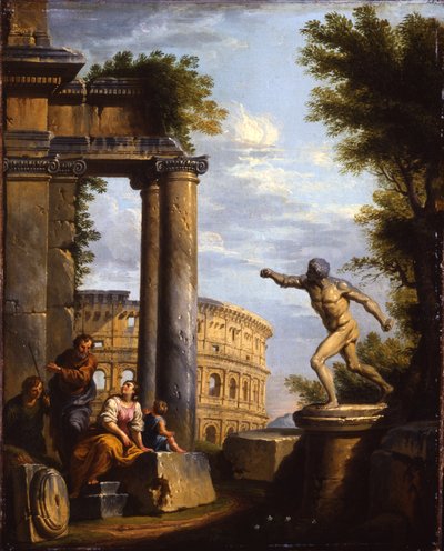 Capricci av klassiska ruiner med filosofer som diskuterar av Giovanni Paolo Pannini